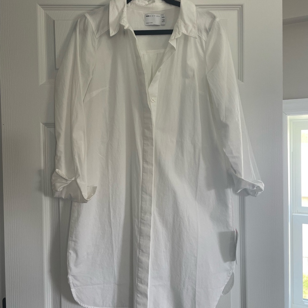 ASOS white button down dress 100% cotton